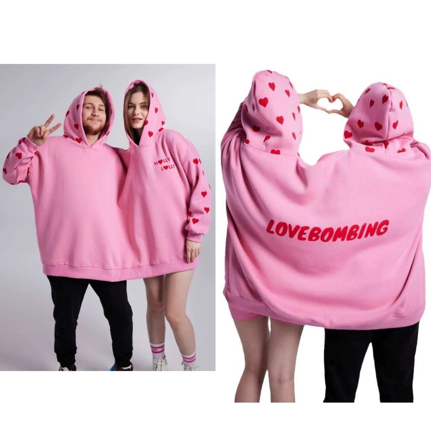 Lovers Double Snuggie – Popcorn Couple Hoodie Deken