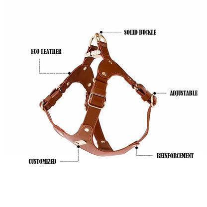 Nieuw Hondentuigje met Lijn – Verstelbaar PU Lederen Tuig voor Puppy’s, Middelgrote en Grote Honden – Voor Wandelingen buitenshuis

Comfortabel en stijlvol hondentuig met bijpassende riem, gemaakt van hoogwaardig PU-lee