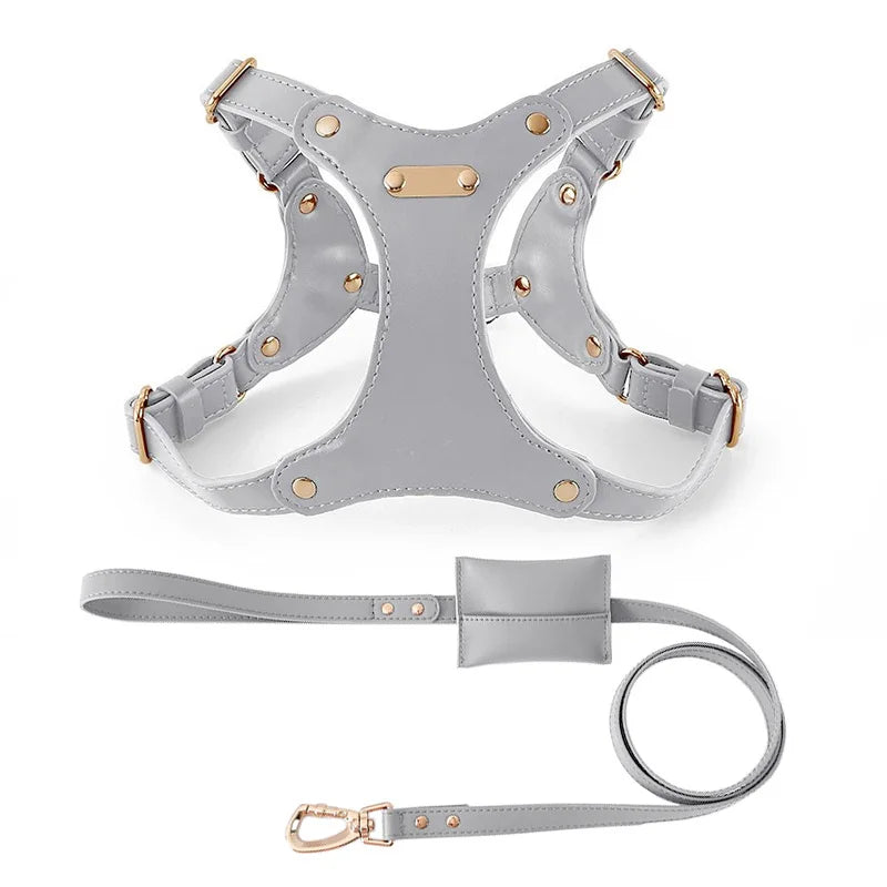 Nieuw Hondentuigje met Lijn – Verstelbaar PU Lederen Tuig voor Puppy’s, Middelgrote en Grote Honden – Voor Wandelingen buitenshuis

Comfortabel en stijlvol hondentuig met bijpassende riem, gemaakt van hoogwaardig PU-lee