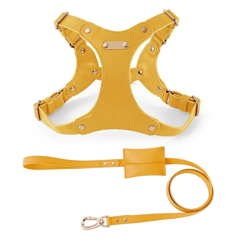 Nieuw Hondentuigje met Lijn – Verstelbaar PU Lederen Tuig voor Puppy’s, Middelgrote en Grote Honden – Voor Wandelingen buitenshuis

Comfortabel en stijlvol hondentuig met bijpassende riem, gemaakt van hoogwaardig PU-lee
