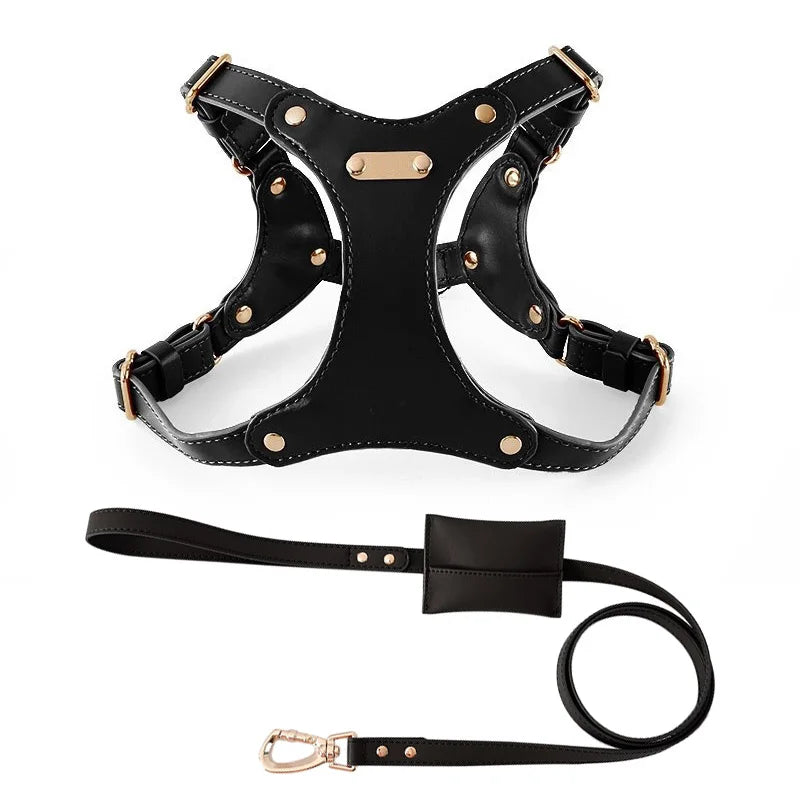 Nieuw Hondentuigje met Lijn – Verstelbaar PU Lederen Tuig voor Puppy’s, Middelgrote en Grote Honden – Voor Wandelingen buitenshuis

Comfortabel en stijlvol hondentuig met bijpassende riem, gemaakt van hoogwaardig PU-lee
