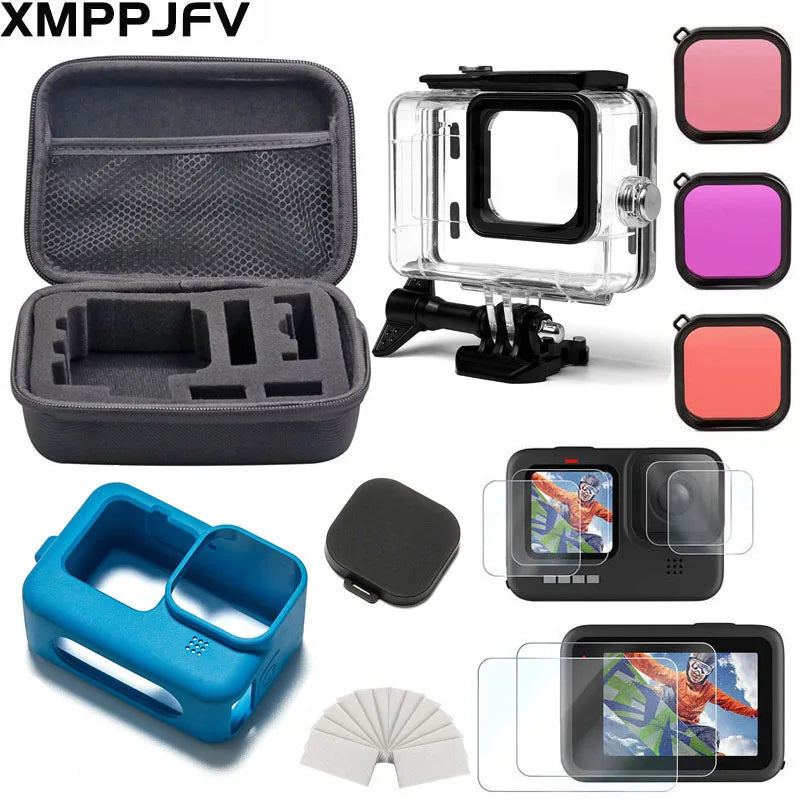 Accessoires Set voor GoPro Hero 12, 11, 10, 9 – Zwart Draagtas – Waterdichte Behuizing – Statief Set – Geschikt voor GoPro Hero 12, 11, 10, 9