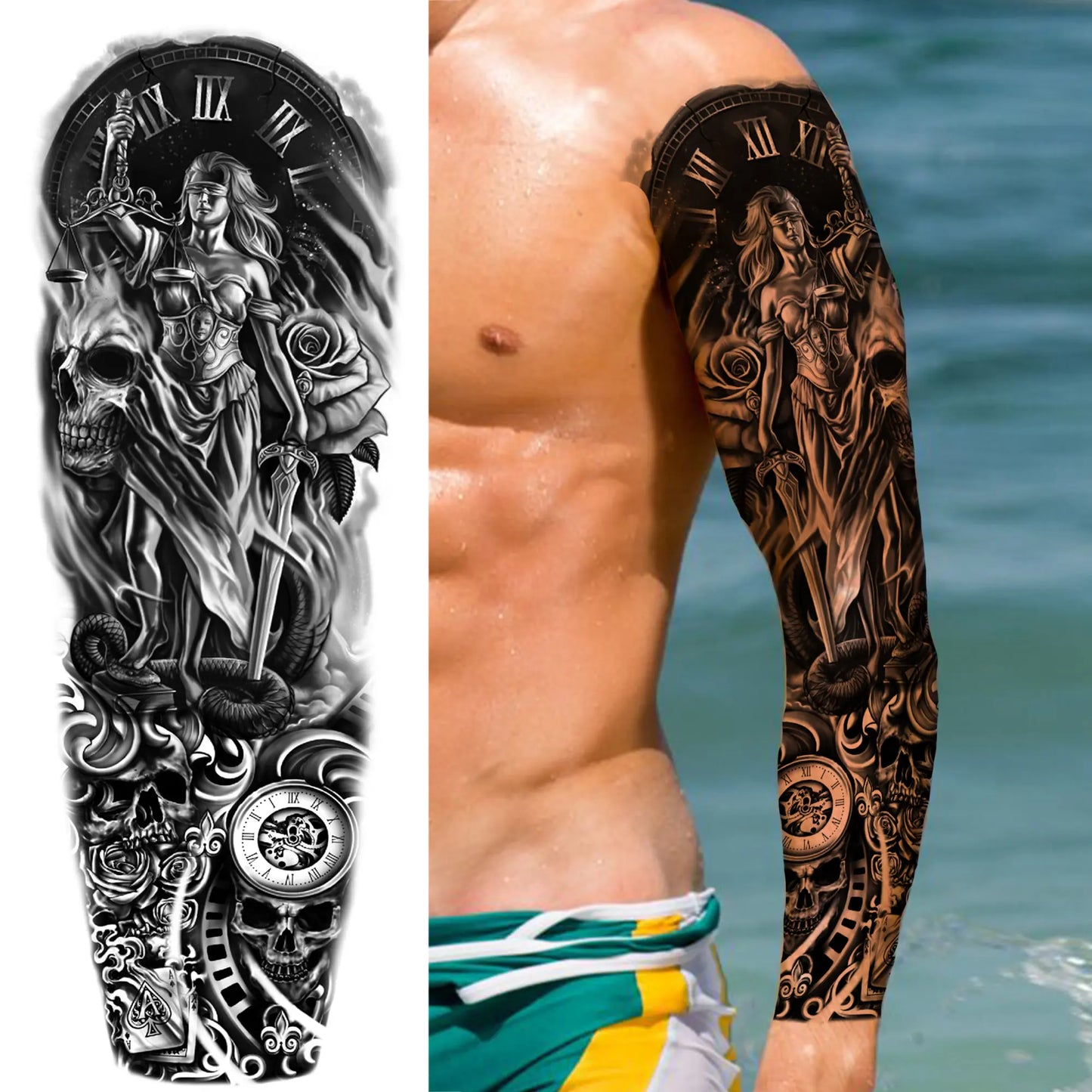 Tijdelijke Tattoo Sleeve – Realistische Full Arm Tattoos voor Mannen & Vrouwen