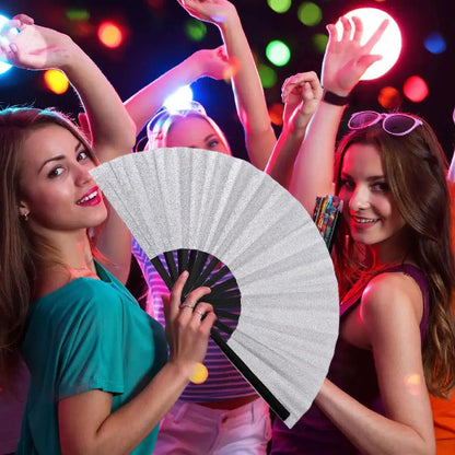 Bamboe Vouwwaaier met Glitter – Kleurrijke Handwaaier