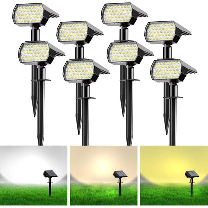 ‌74 LED Solar Spotlights – 3 Kleuren | IP65 Waterdicht 2-in-1 Tuinverlichting voor Oprit, Pad, Tuin & Landschap