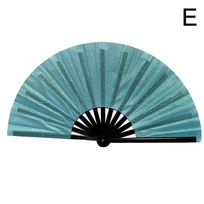 Bamboe Vouwwaaier met Glitter – Kleurrijke Handwaaier