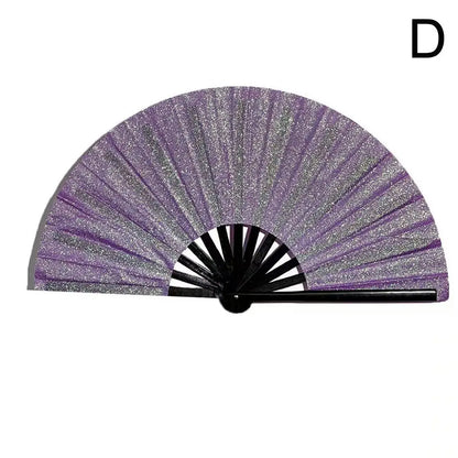 Bamboe Vouwwaaier met Glitter – Kleurrijke Handwaaier
