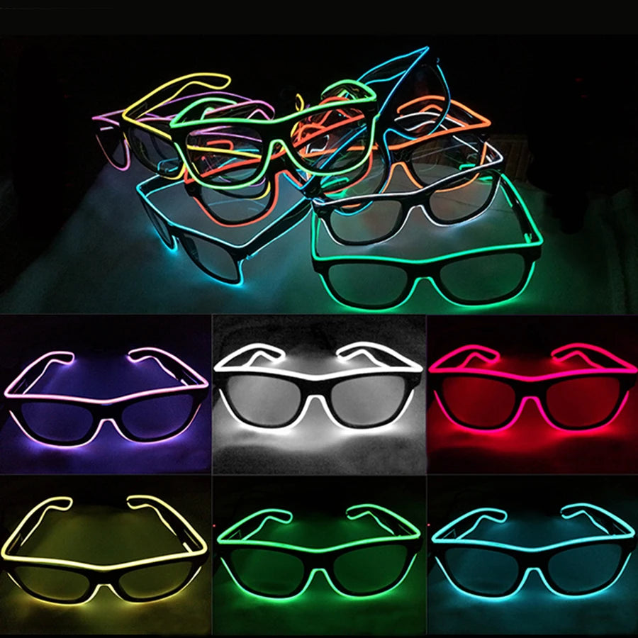 LED Bril – Neon Glow Zonnebril – Helder Verlichte Feestbril – Knipperende EL-draad Bril – Lichtgevende Gafas – Origineel Geschenk