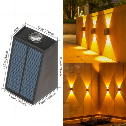 Solar Buiten Wandlamp – Up & Down Licht Waterdicht | Sfeervolle Tuin- & Villa Verlichting | Decoratieve LED Wandlamp