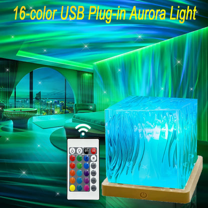 LED Ocean Wave Projector – Aurora Lamp met 16 Kleuren & Automatische Rotatie