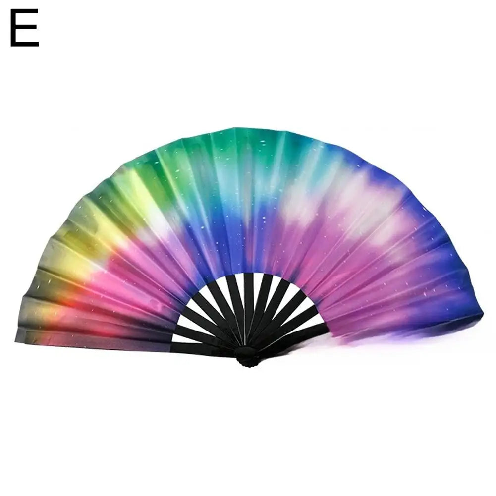 33 cm Kungfu Waaier – UV-print Fluorescerende Waaier – Handwaaier met Bamboe Spijlen – Grote Waaier voor Wanddecoratie of Handgebruik CLACK waaier