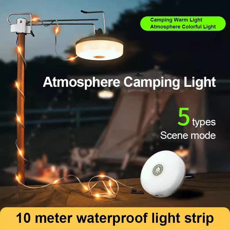 LED Camping Slinger – Uittrekbare Lampenketting  Kleurrijke Feestverlichting voor Tent, Camping & Outdoor