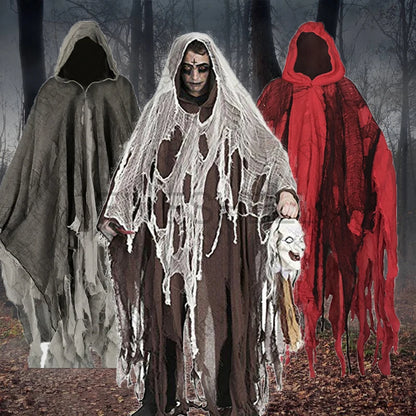 Unisex Halloween Geest & Dementor Cape – Gotisch Horror Kostuum met Kap | Perfect voor Cosplay, Feestjes & Day of the Dead

Verander jezelf in een angstaanjagend figuur met deze getatterde, met kap uitgevoerde Halloween-cap
