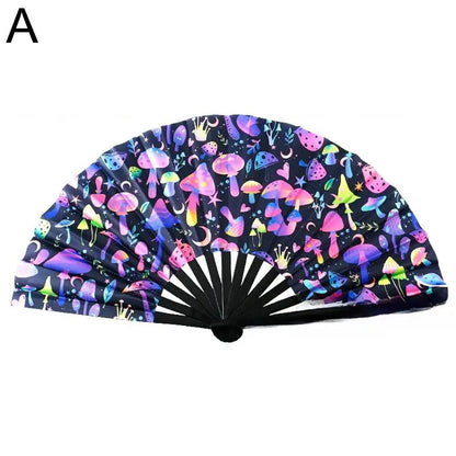 33 cm Kungfu Waaier – UV-print Fluorescerende Waaier – Handwaaier met Bamboe Spijlen – Grote Waaier voor Wanddecoratie of Handgebruik CLACK waaier