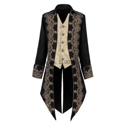 Heren Steampunk Gotisch Victoriaans Jasje – Vintage Paarse Fluwelen Staartjas – Middeleeuwse Frock Coat – Uniform Renaissance Kostuum – Maat S tm XXXL