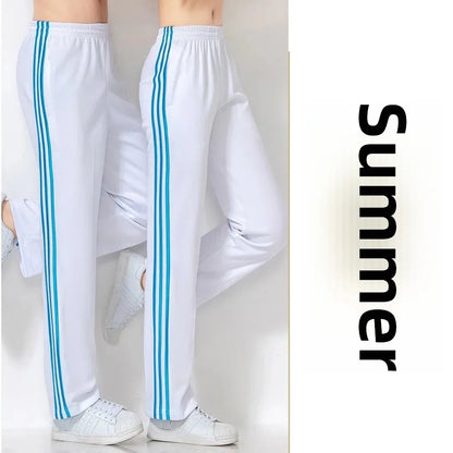 White Casual Sports Pants for Men And Women Summer Square Dance Straight Leg School Pants Large Size Leisure Sports Trousers