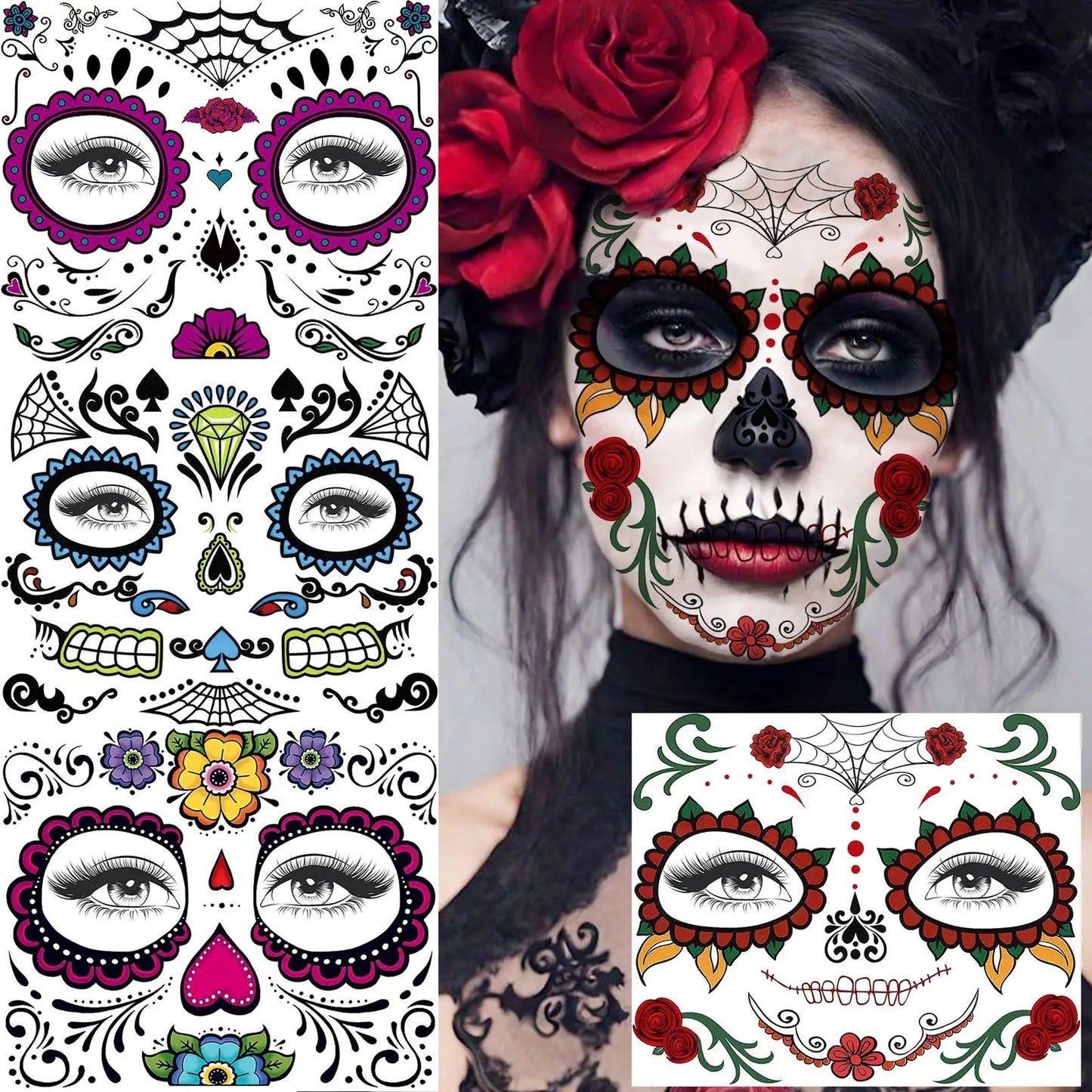 4x Horror Gezichtstattoos – Stikmond, Zombie & Monster Looks!