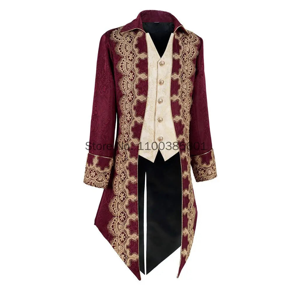Heren Steampunk Gotisch Victoriaans Jasje – Vintage Paarse Fluwelen Staartjas – Middeleeuwse Frock Coat – Uniform Renaissance Kostuum – Maat S tm XXXL