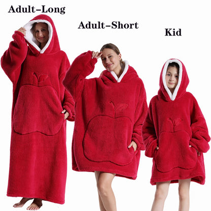 Winter Hoodies en Sweatshirts voor Dames en Heren – Extra Lang, Warm en Zacht Fleece – Giant TV Oversized Deken met Lange Flanellen Mouwen