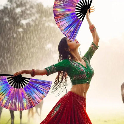 Kung Fu Waaier met UV-inktprint en Fluorescerend Effect