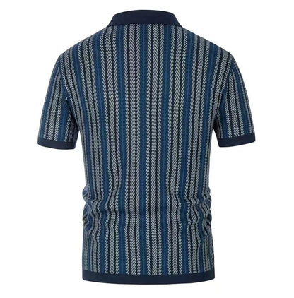 Summer Newest Polo Shirt For Men Tees Tops Striped Contrast Button Cardigan Knitted Short Sleeve Slim Fit Thin Male Polo Shirt
