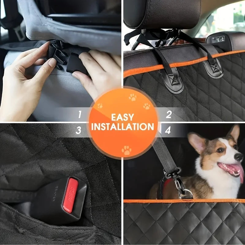 Ideale Autostoelhoes voor Honden – Waterdicht & Krasbestendig  Upgrade je Auto met deze Luxe Hondenslinger voor de Achterbank!