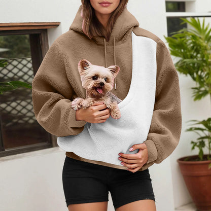 Oversized Contrast Shearling Hoodie met Huisdierzak – Warm, Stijlvol en Uniek!