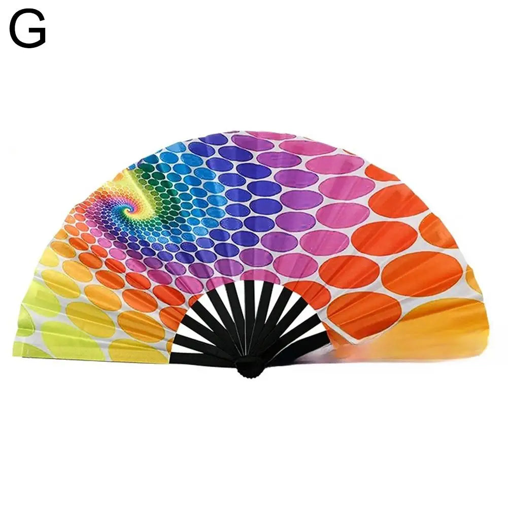 33 cm Kungfu Waaier – UV-print Fluorescerende Waaier – Handwaaier met Bamboe Spijlen – Grote Waaier voor Wanddecoratie of Handgebruik CLACK waaier