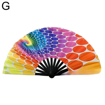 33 cm Kungfu Waaier – UV-print Fluorescerende Waaier – Handwaaier met Bamboe Spijlen – Grote Waaier voor Wanddecoratie of Handgebruik CLACK waaier