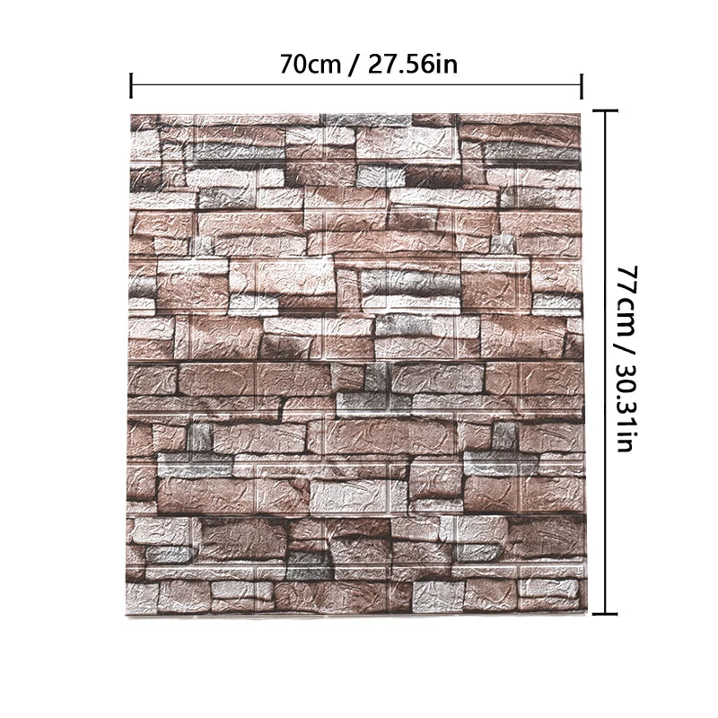 Set van 1-10 Stuks 70x77 cm 3D Zelfklevend Behang – Bakstenen Muurstickers – Woondecoratie – DIY Slaapkamer Behang