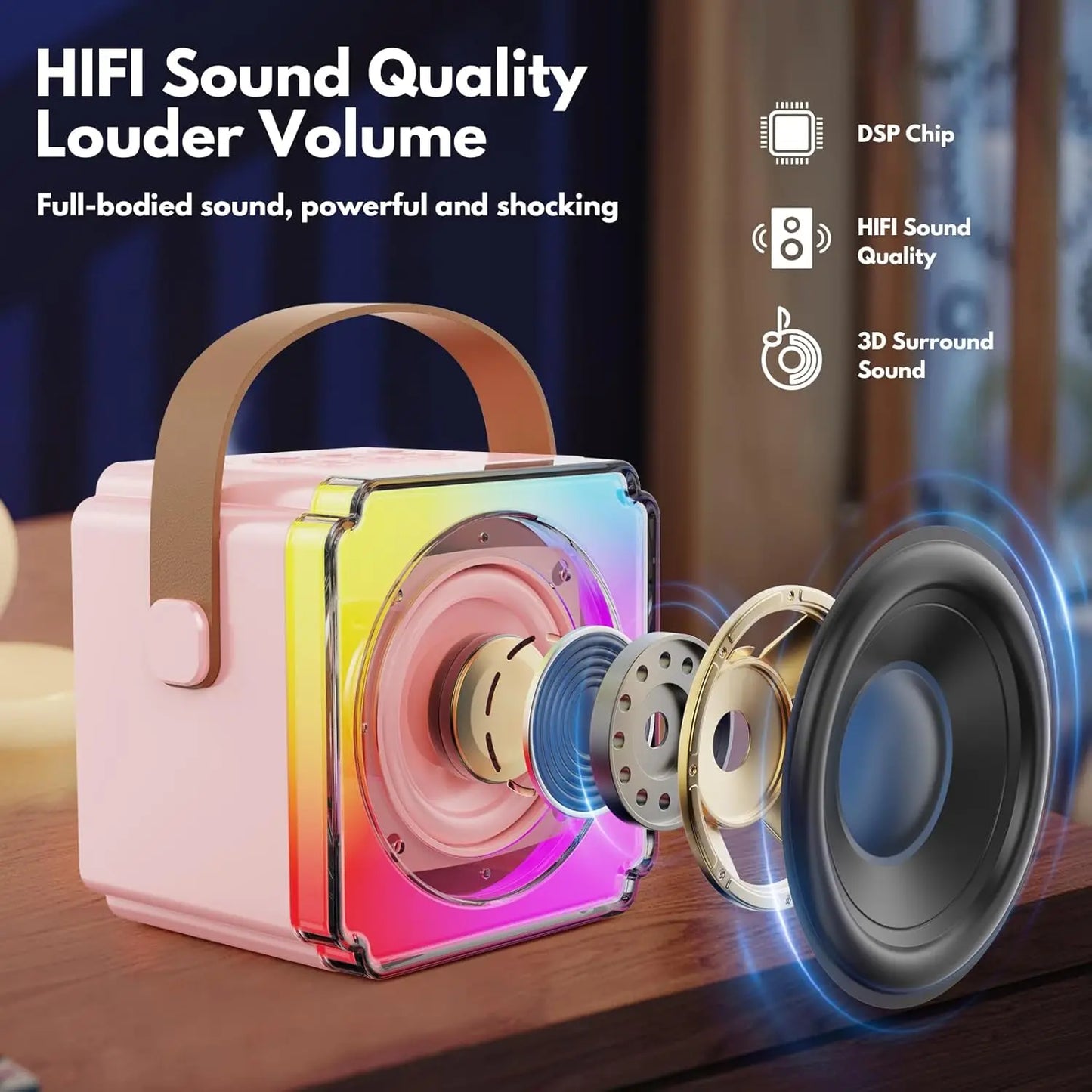 Karaoke Machine voor Kinderen – Draagbare Bluetooth Speaker Inclusief Draadloze Microfoons | Perfect voor Verjaardagen & Feestjes