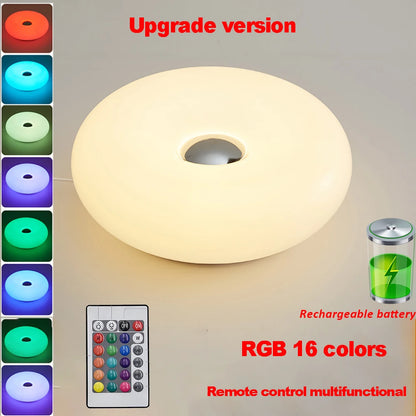 Bauhaus tafellamp met USB-aansluiting – nachtlampje voor slaapkamer, woon- en eetkamer – decoratieve donutvormige sfeerlamp