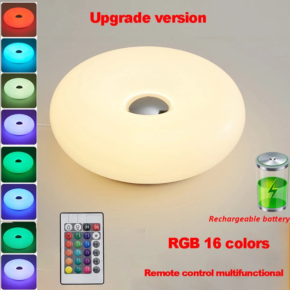 Bauhaus tafellamp met USB-aansluiting – nachtlampje voor slaapkamer, woon- en eetkamer – decoratieve donutvormige sfeerlamp