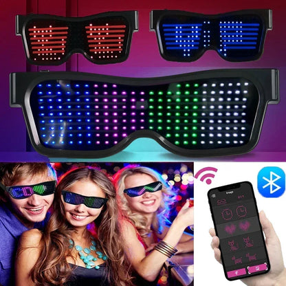 Bluetooth LED Bril – Multilingual & DIY Tekst

RGB/Mono Kleuren | Glow Party Glasses voor Halloween, Rave & Festivals