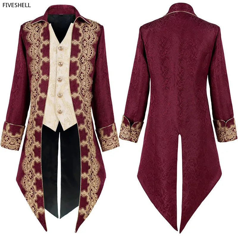 Heren Steampunk Gotisch Victoriaans Jasje – Vintage Paarse Fluwelen Staartjas – Middeleeuwse Frock Coat – Uniform Renaissance Kostuum – Maat S tm XXXL