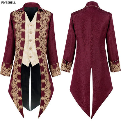 Heren Steampunk Gotisch Victoriaans Jasje – Vintage Paarse Fluwelen Staartjas – Middeleeuwse Frock Coat – Uniform Renaissance Kostuum – Maat S tm XXXL