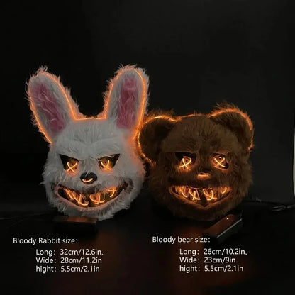 Gloeiend Dierenmasker – Horror Halloween Rabbit & Bear | Unisex Cosplay, Feest & Decoratie

Maak je look compleet met dit enge en sfeervolle gloeiende dierenmasker! Of je nu kiest voor het bloederige konijn of de beangstige