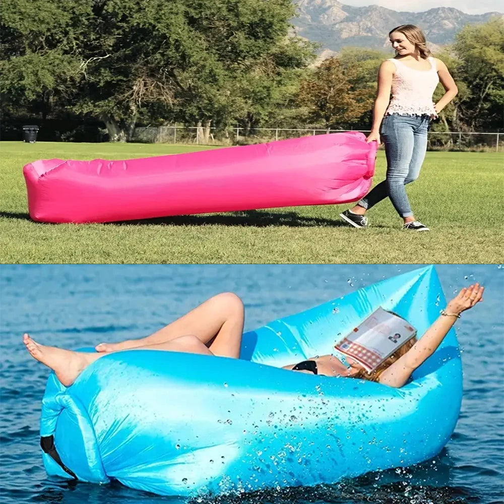 Opblaasbare Lounger Luchtbank Hangmat – Opblaasbare Bank voor Camping – Luchtstoel voor Buiten, Strand, Wandelen, Picknicks, Muziekfestivals