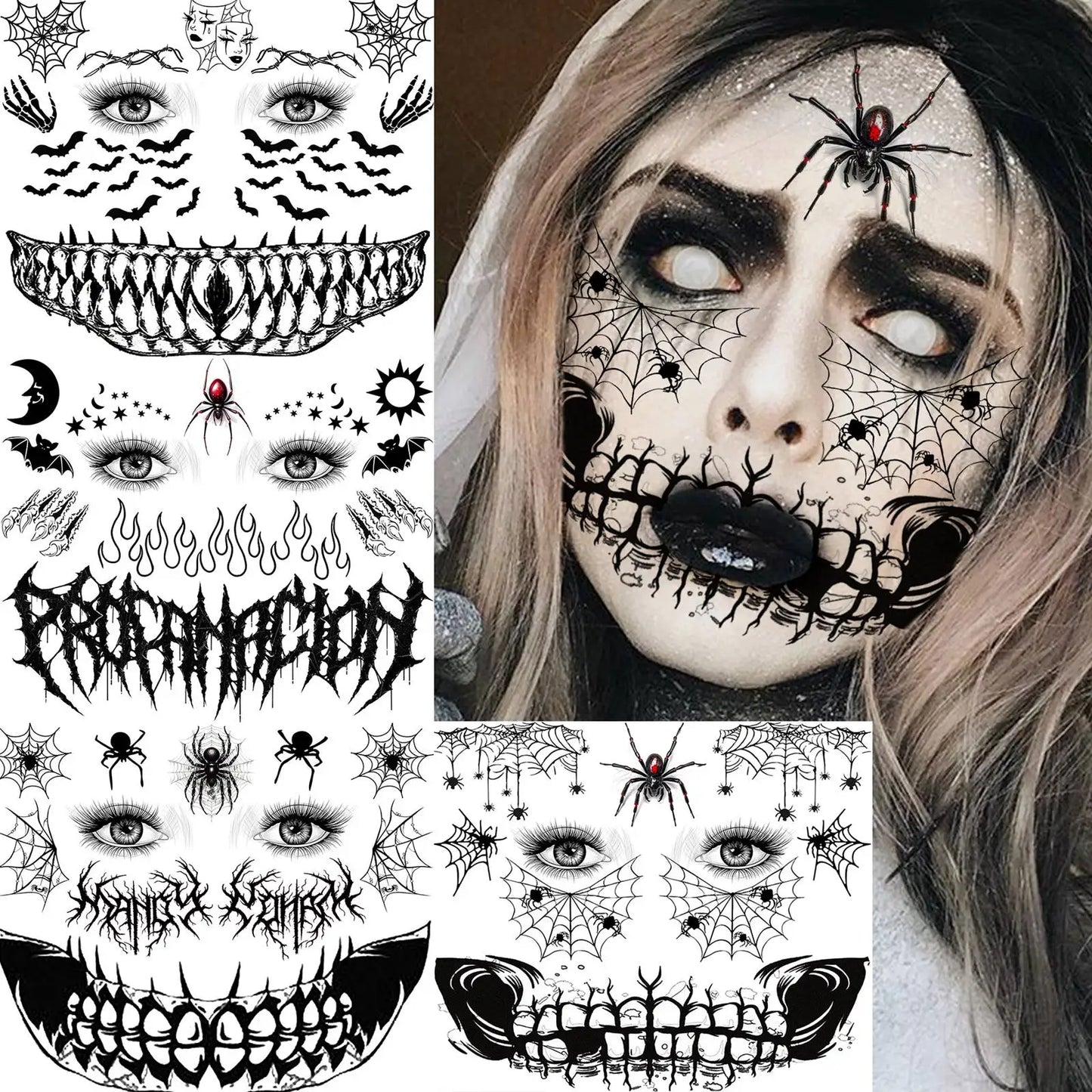 4x Horror Gezichtstattoos – Stikmond, Zombie & Monster Looks!