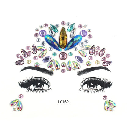 3D Glinsterende Gezichtsjewels – Tijdelijke Tattoo Stickers met Strass & Glitter!