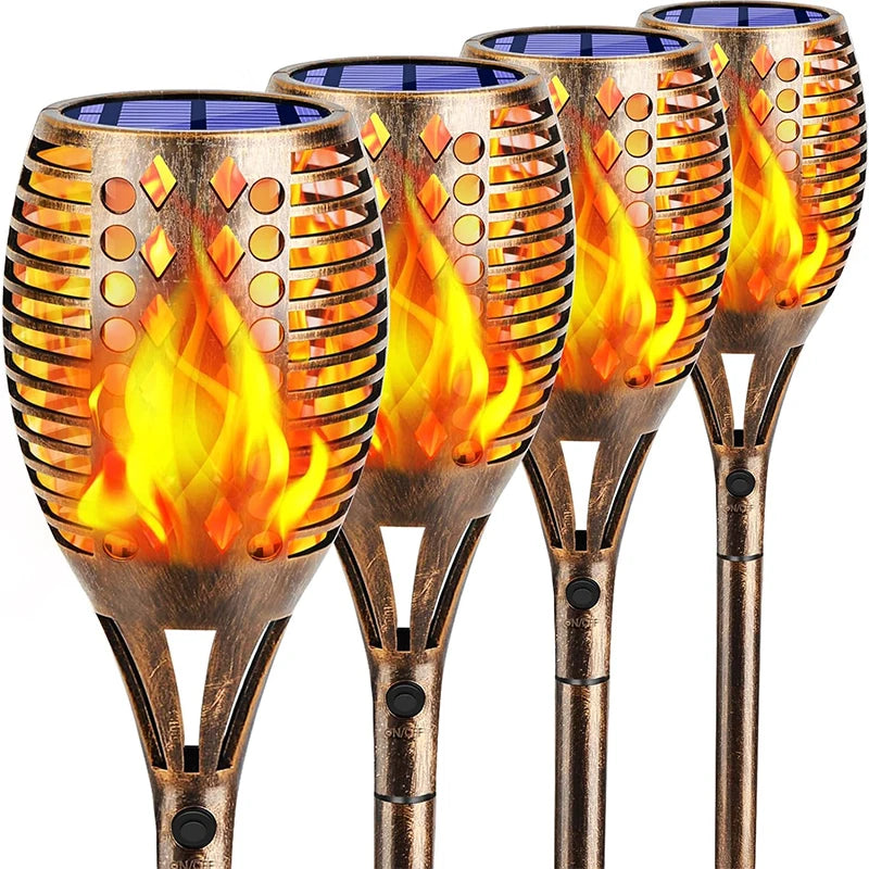 Solar Flame Torch Light – 1/2/4/6/8/10/12 stuks  Waterdichte Tuinfakkels met Realistisch Vlameffect | Voor Tuin, Pad & Terras