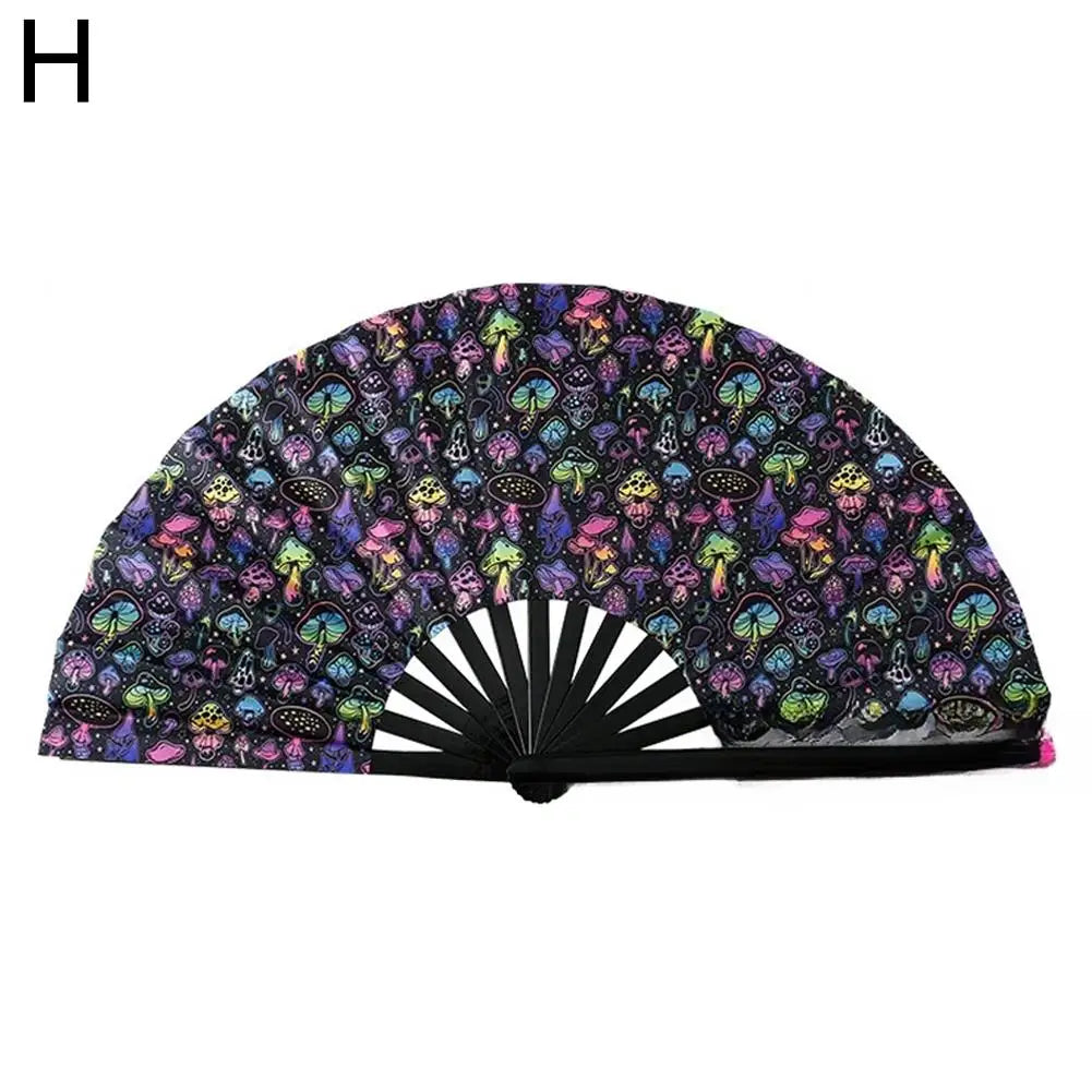 33 cm Kungfu Waaier – UV-print Fluorescerende Waaier – Handwaaier met Bamboe Spijlen – Grote Waaier voor Wanddecoratie of Handgebruik CLACK waaier