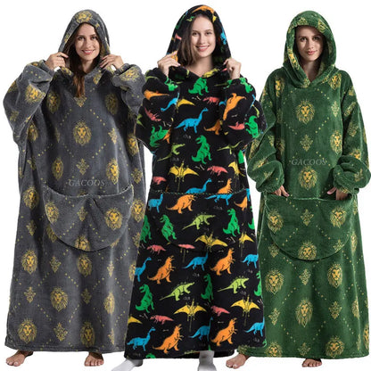 Extra Lange Hoodie Deken – Oversized Sherpa TV Blanket

Pluche Fleece | Winter Warm | Familie Matching Outfits | Avocado & Dino Designs