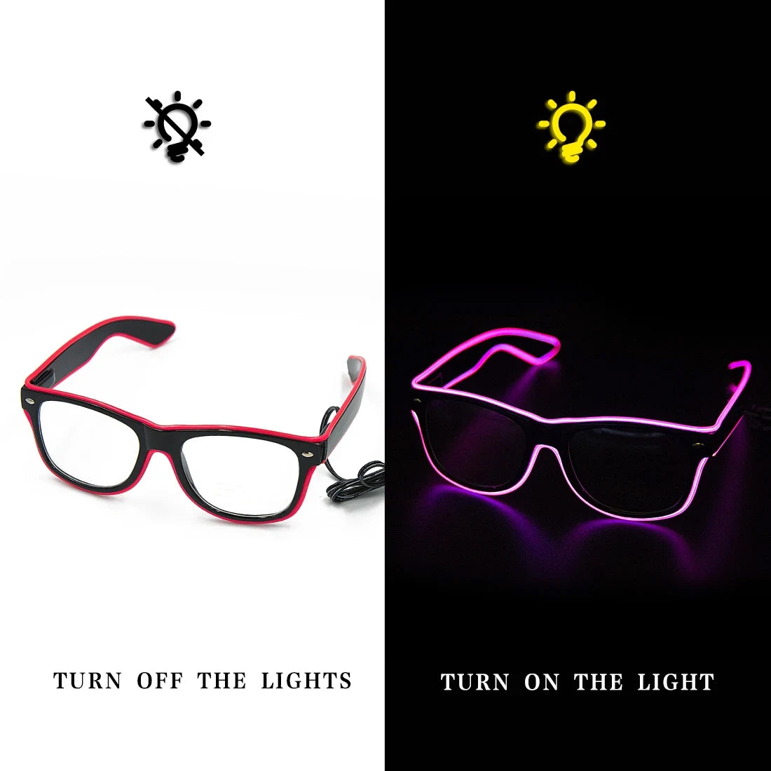 LED Bril – Neon Glow Zonnebril – Helder Verlichte Feestbril – Knipperende EL-draad Bril – Lichtgevende Gafas – Origineel Geschenk