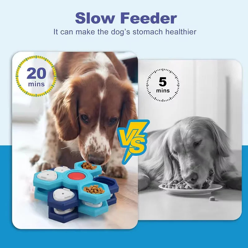 Interactieve slowfeeder voerbak – duurzaam latex – puzzelbord voor honden en katten – anti-verveling huisdierspeelgoed – helpt schrokken voorkomen – IQ-training en voerbak in één