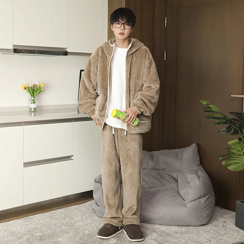 Plus Size Dubbellaagse Fleece Pyjama voor Heren – M t/m 8XL