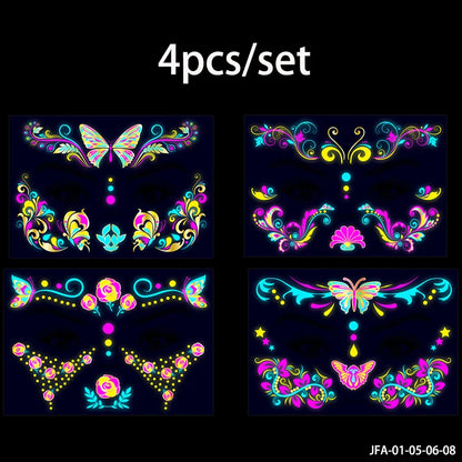 Fluorescerende Dag van de Doden Gezichtstattoos – Waterproof Party Stickers!