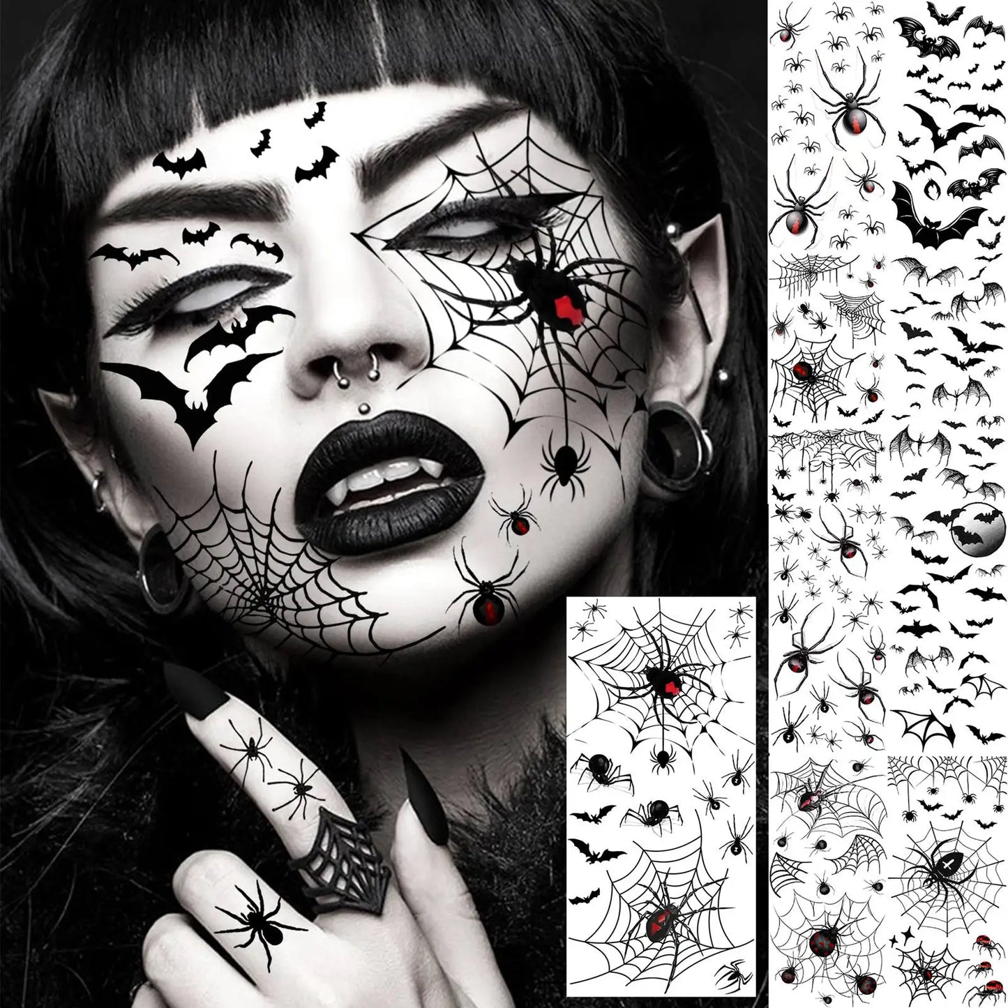 4x Horror Gezichtstattoos – Stikmond, Zombie & Monster Looks!