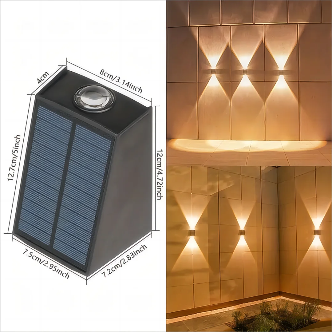 Solar Buiten Wandlamp – Up & Down Licht Waterdicht | Sfeervolle Tuin- & Villa Verlichting | Decoratieve LED Wandlamp