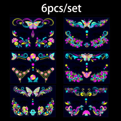 Fluorescerende Dag van de Doden Gezichtstattoos – Waterproof Party Stickers!